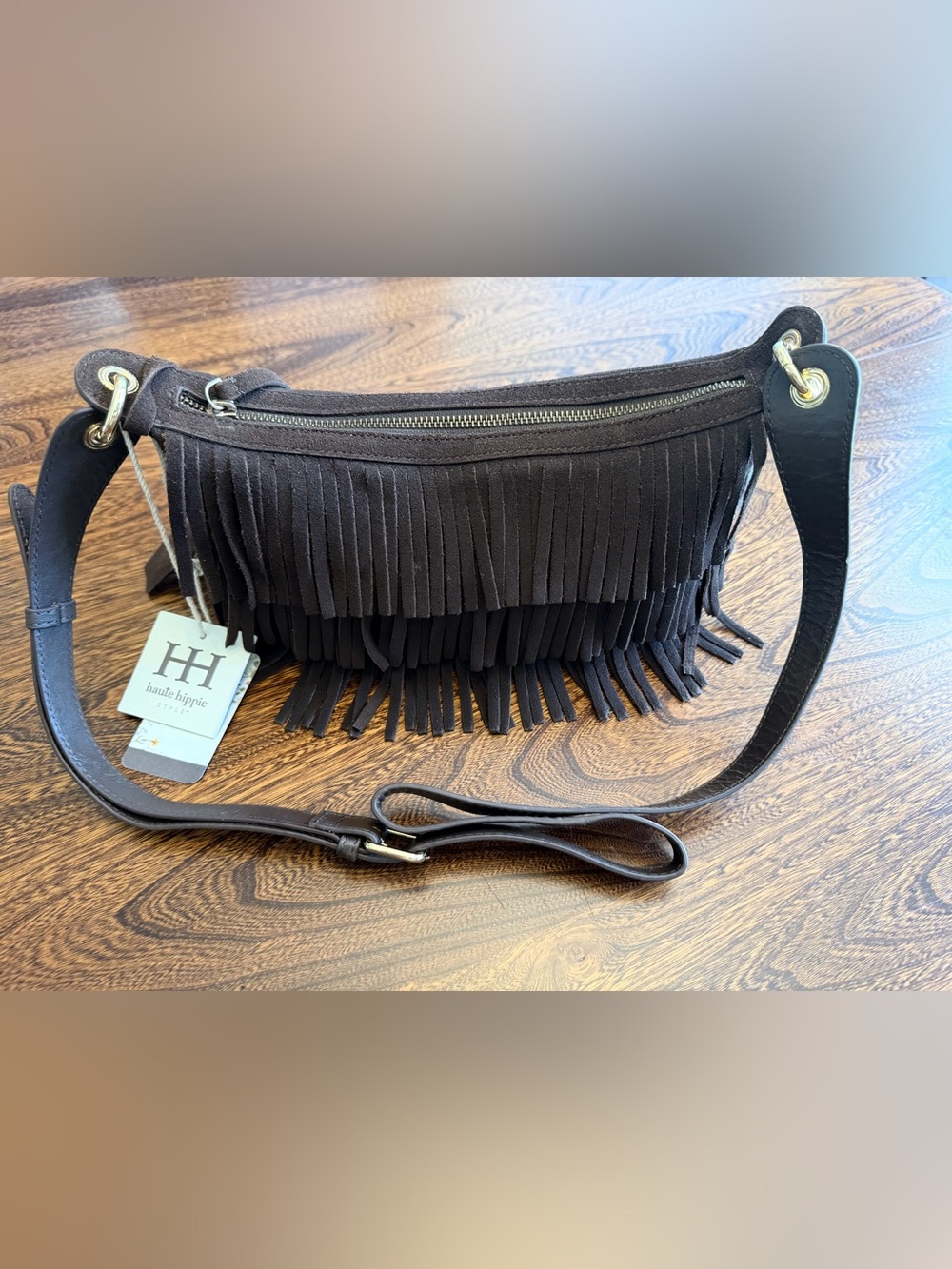 Haute Hippie Dark Brown Suede Fringe Crossbody
